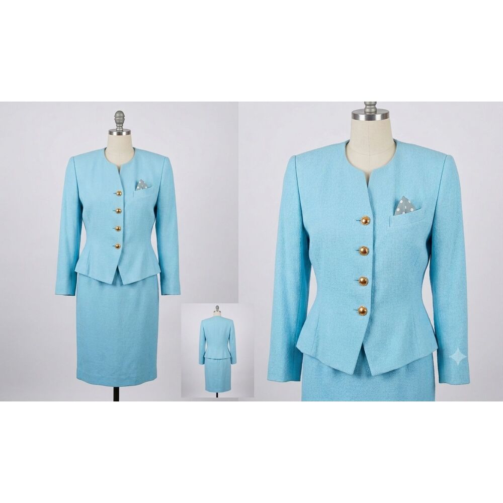 Kasper Vintage Blue Skirt Suit 10